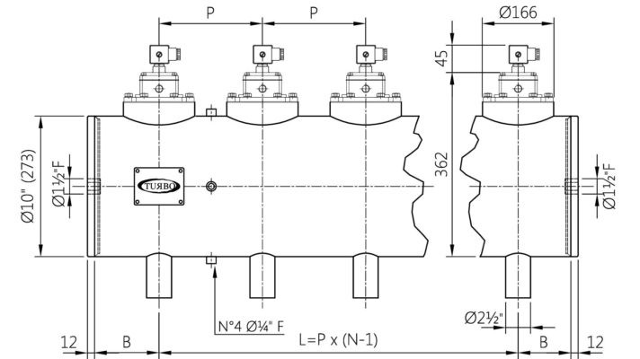 Turbo 10” Integral series with 2 ½” DN valves (TI060) TI060(N-V-T)M  Global Immersion Header Tanks Ø10