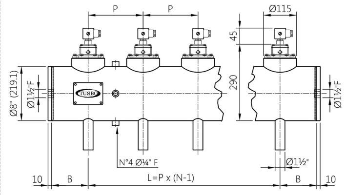 Turbo 8” Integral series with 1 ½” DN valves (TI035) TI035(N-V-T)P  Global Immersion Header Tanks Ø8